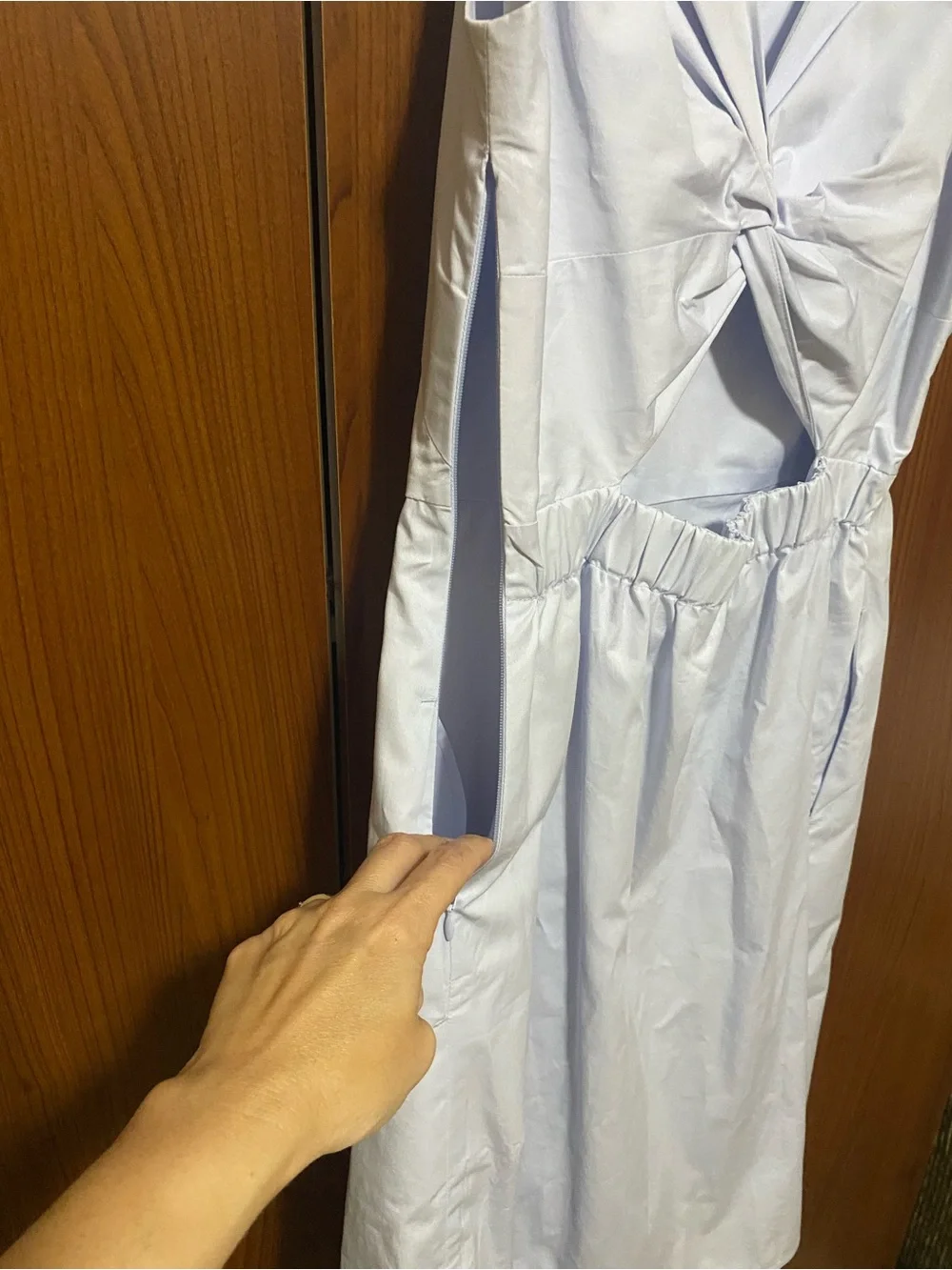 Everlane cotton poplin sleeveless light blue back cutout summer midi dress  S - Picture 3 of 8
